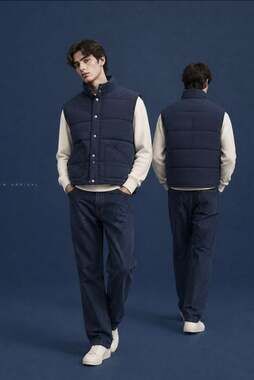 Vintage Snap N Wear Navy Blue Quilted Insulated Puffer Vest Mens Size L